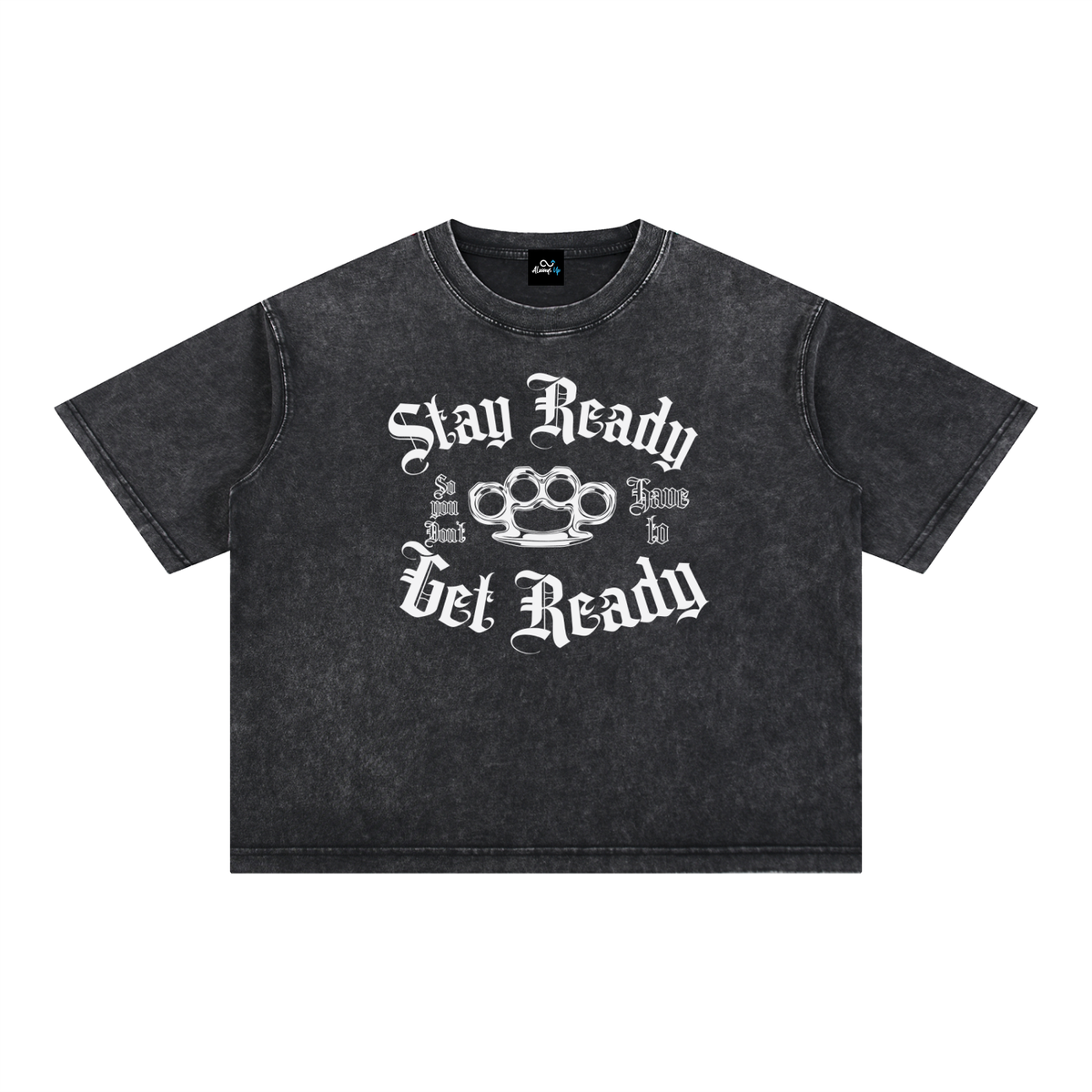 "Stay Ready WT" Mineral Wash Boxy Cotton T-Shirt