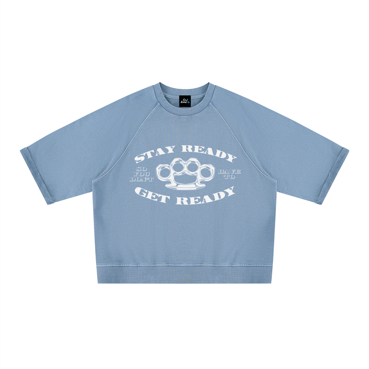 "Stay Ready "Unisex Vintage Wash Boxy Short Sleeve Sweatshirt
