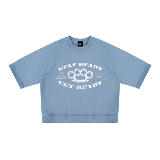 "Stay Ready "Unisex Vintage Wash Boxy Short Sleeve Sweatshirt