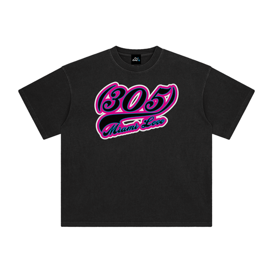 "305 Miami Love Marlins Colorway 2"  Enzyme Washed T-Shirt