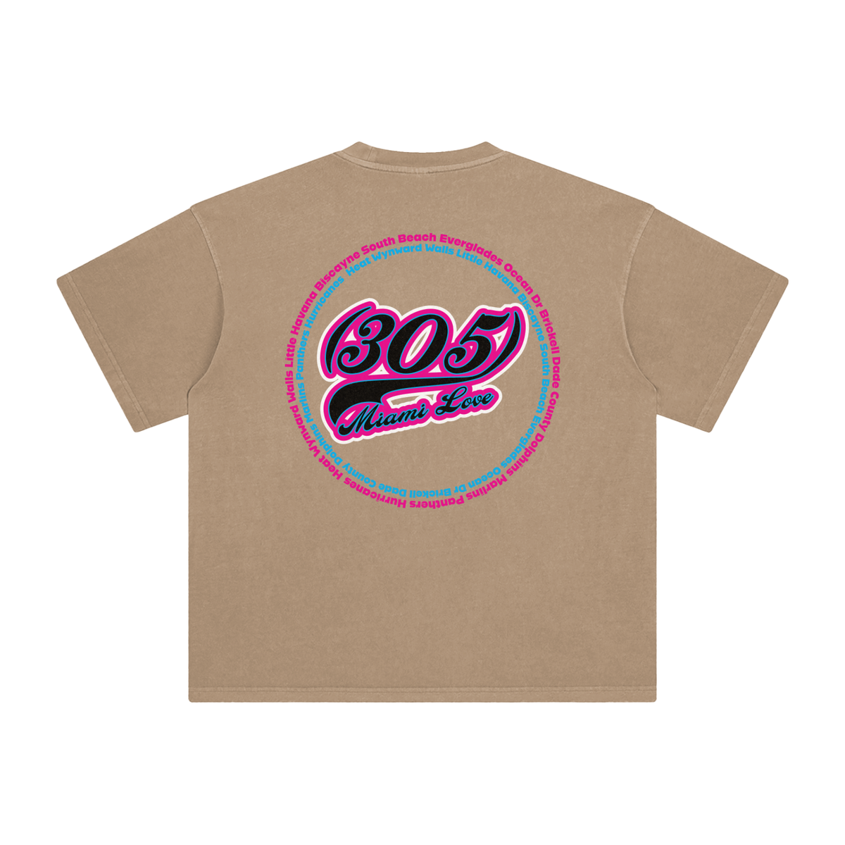 "305 Miami Love Marlins Colorway 2"  Enzyme Washed T-Shirt