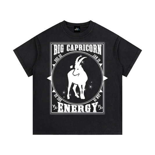 "Big Capricorn Energy" Vintage Wash Cotton T-Shirt