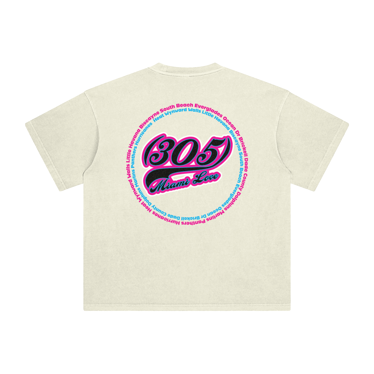 "305 Miami Love Marlins Colorway 2"  Enzyme Washed T-Shirt