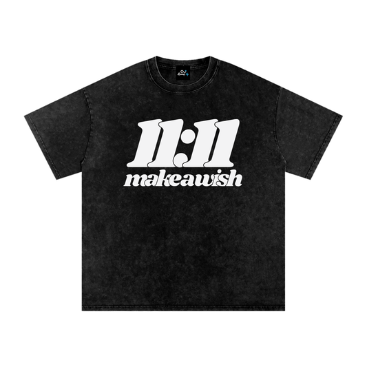 "11:11" Snow Washed Oversized Cotton T-Shirt