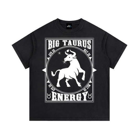 "Big Taurus Energy" Vintage Wash Cotton T-Shirt