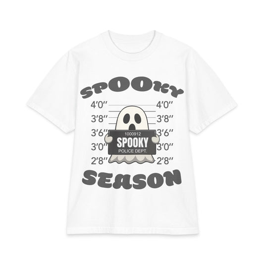 Spooky Season Ghost Mugshot T-Shirt | Halloween Haunted Graphic Tee