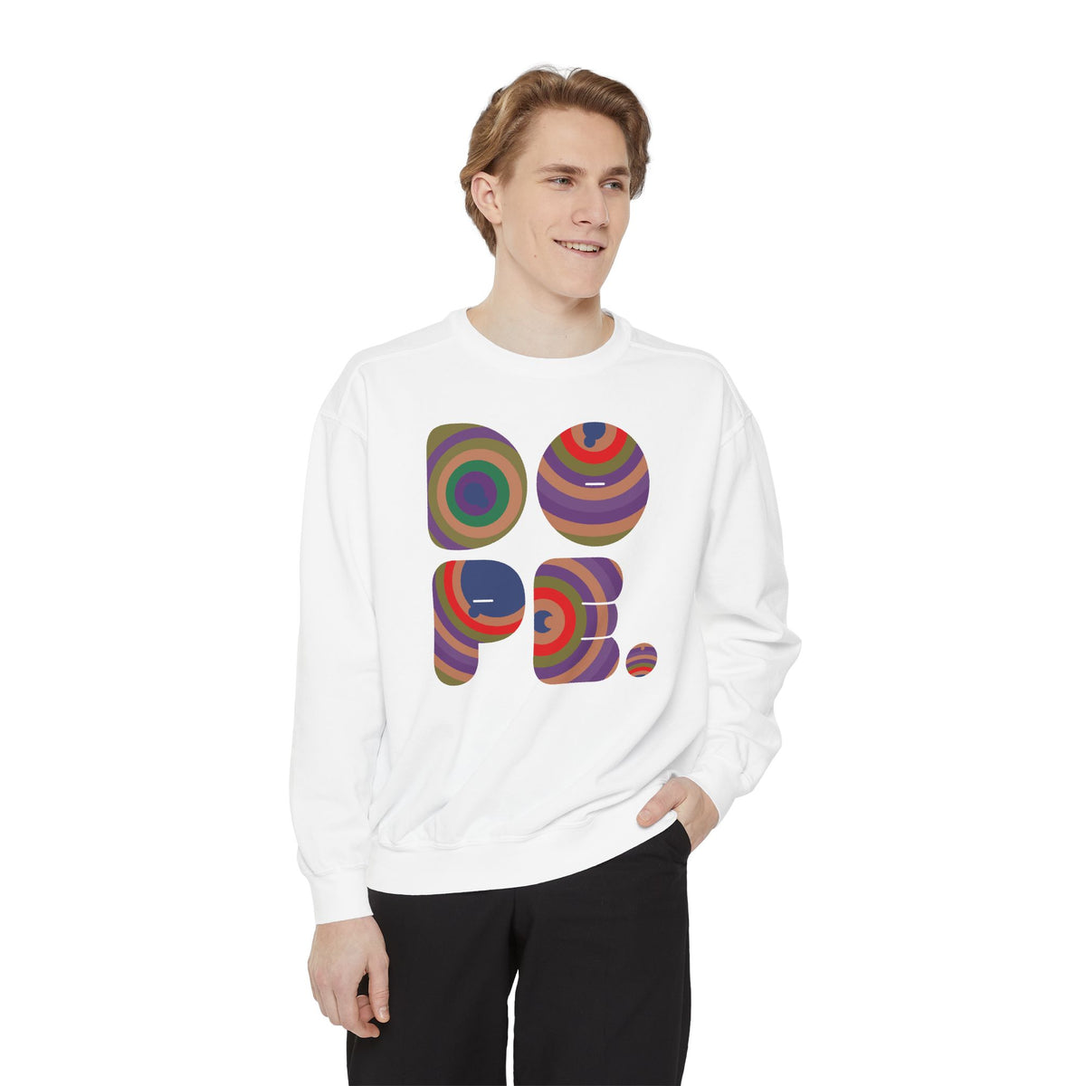 "Dope" Retro Circle Graphic Sweatshirt