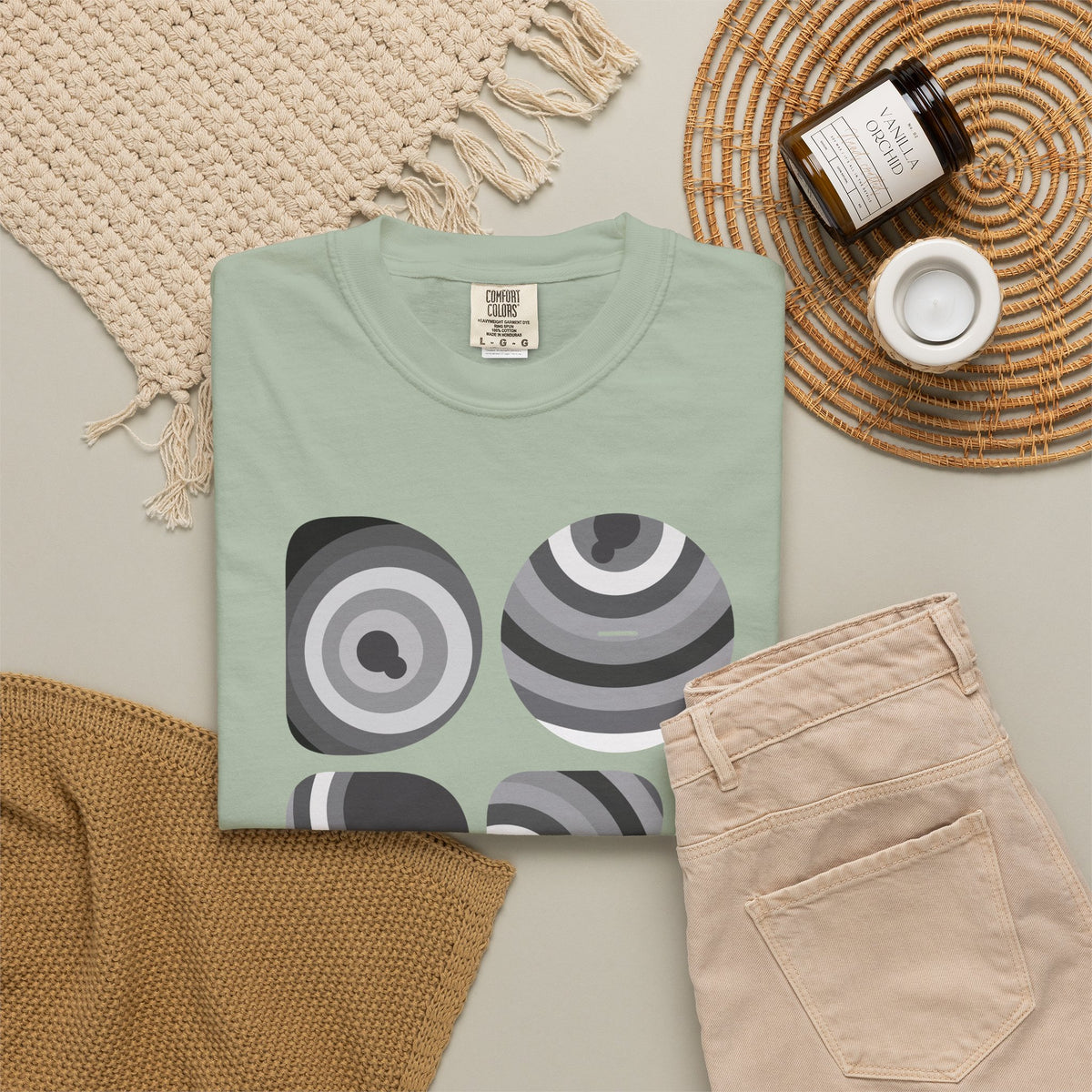 Retro 'DOPE' Geometric Graphic Tee — Abstract Monochrome Circles T-Shirt