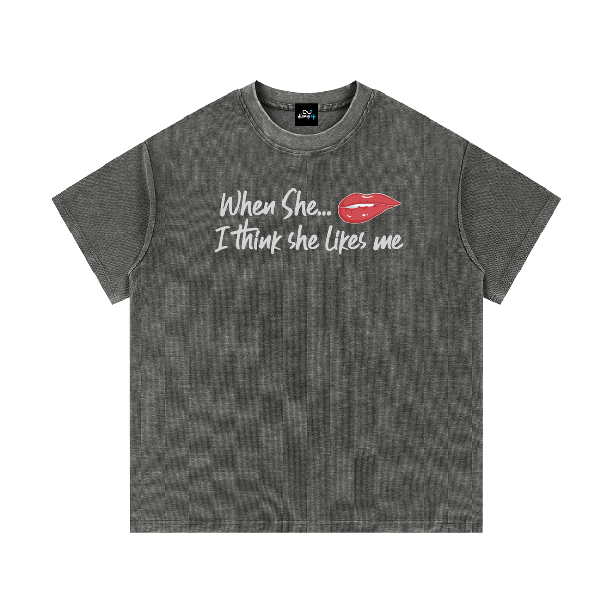 "She likes Me" Mineral Wash Waffle Knit T-Shirt