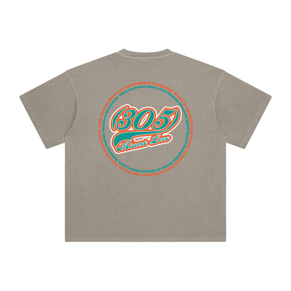"305 Miami Love Dolphins Colorway"  Enzyme Washed T-Shirt
