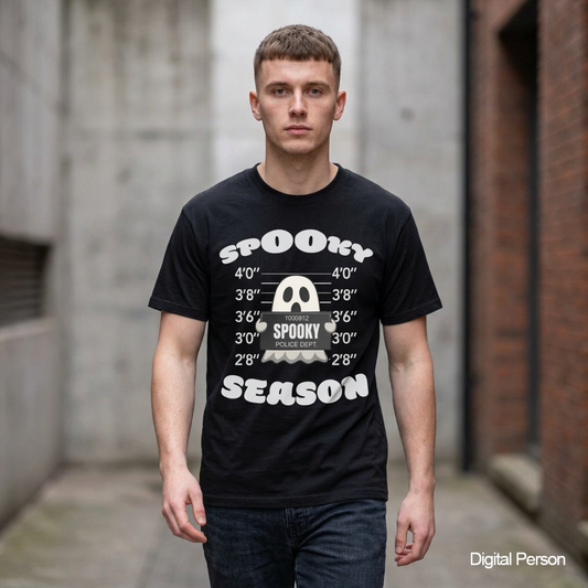 Spooky Season Ghost Mugshot T-Shirt | Halloween Haunted Tee