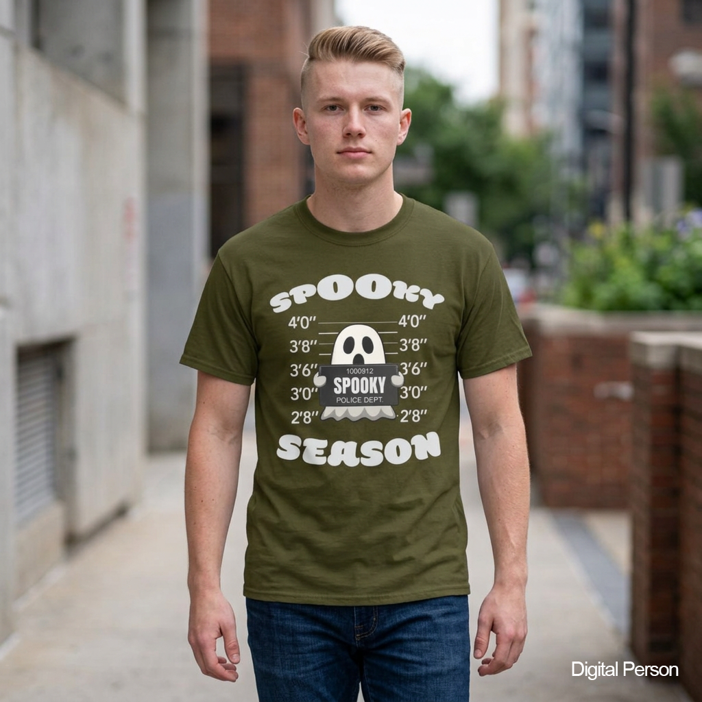 Spooky Season Ghost Mugshot T-Shirt | Halloween Haunted Tee