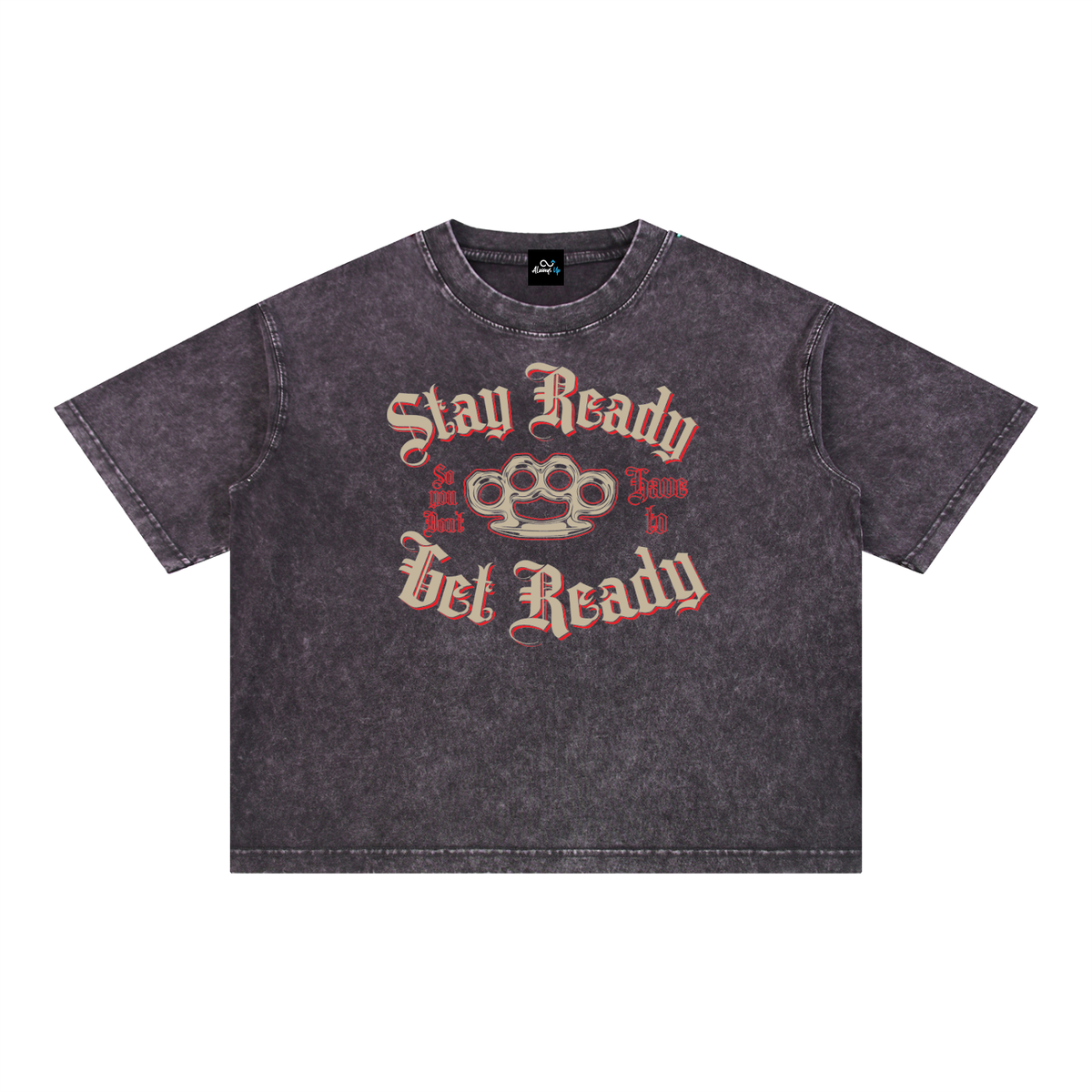 "Stay Ready" Mineral Wash Boxy Cotton T-Shirt