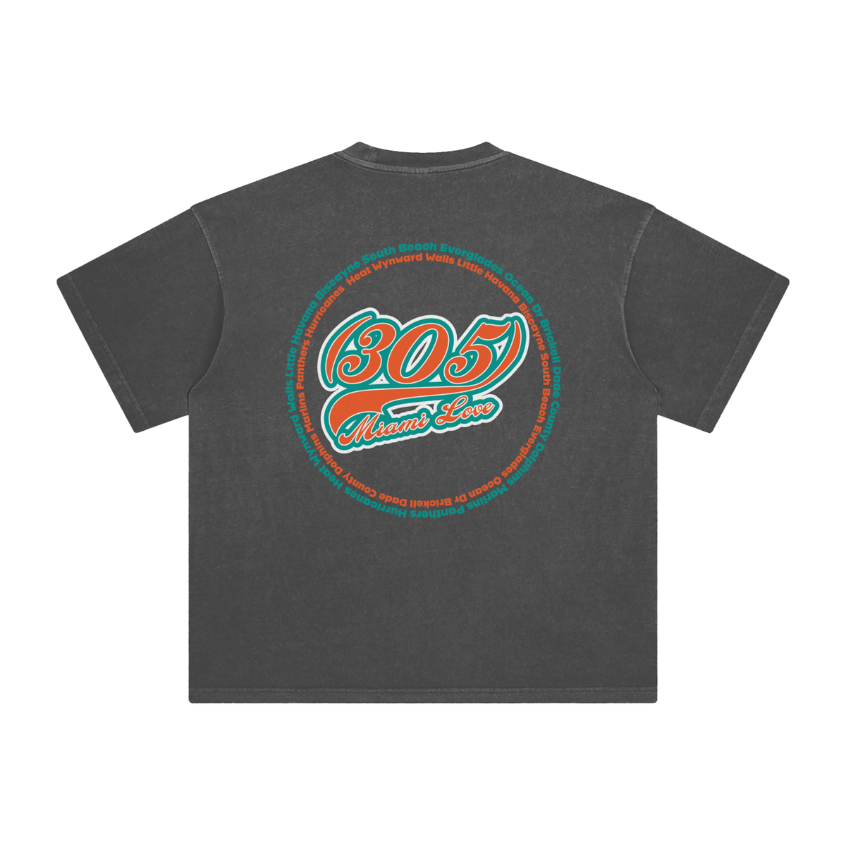 "305 Miami Love Dolphins Colorway 2"  Enzyme Washed T-Shirt
