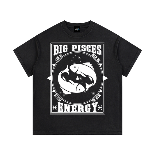 "Big Pisces Energy" Vintage Wash Cotton T-Shirt
