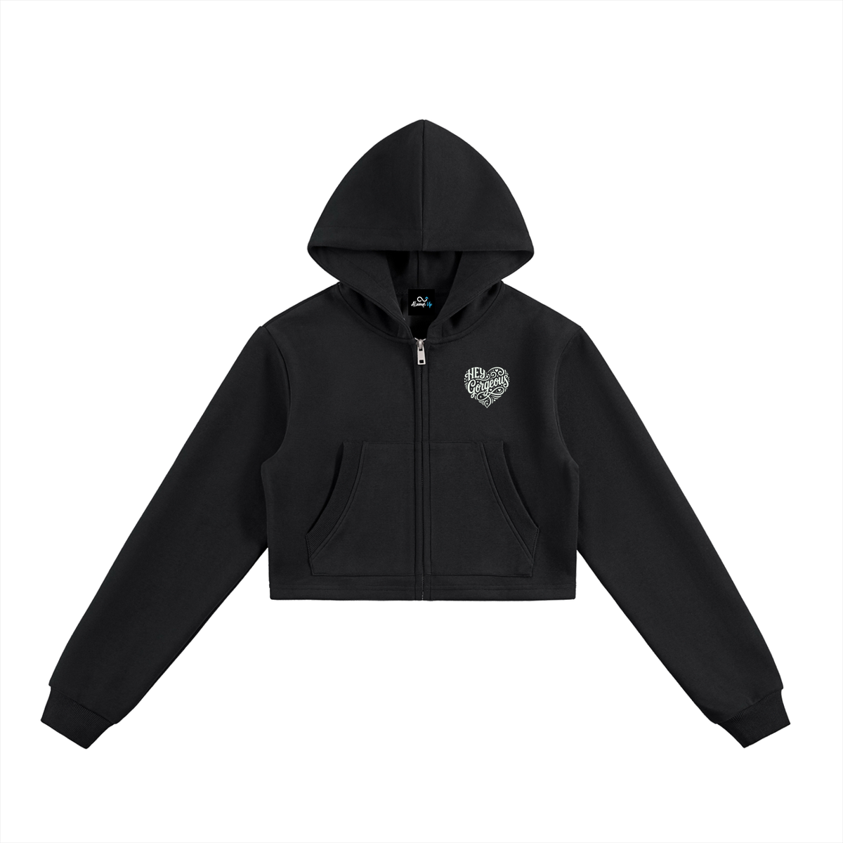Essential Cropped Zip-Up Hoodie