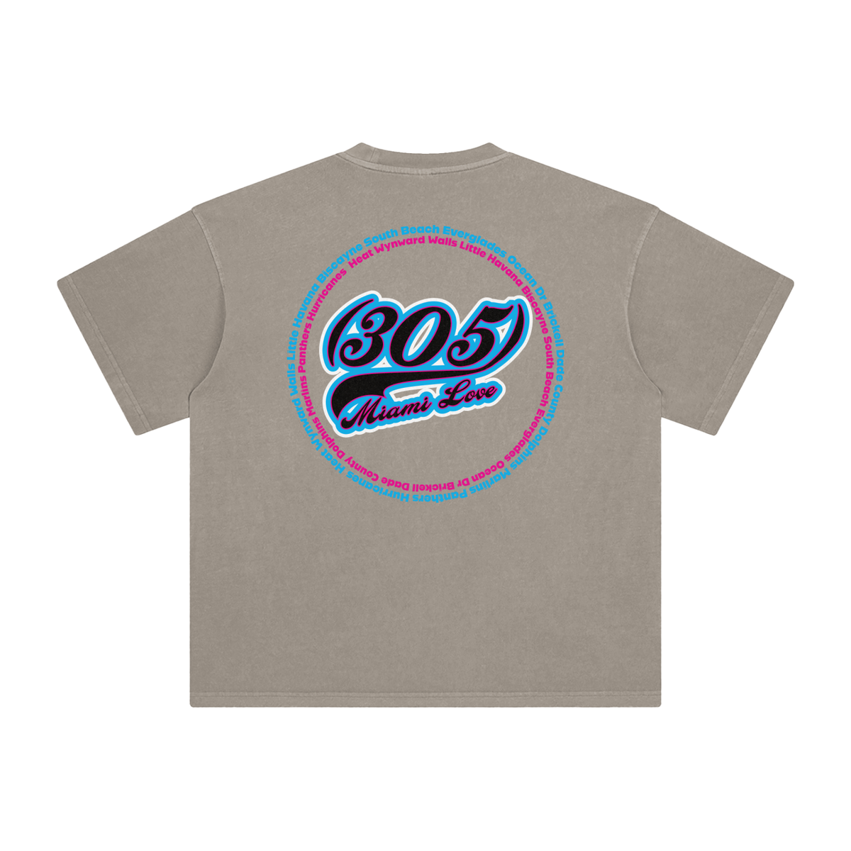 "305 Miami Love Marlins Colorway" Enzyme Washed T-Shirt