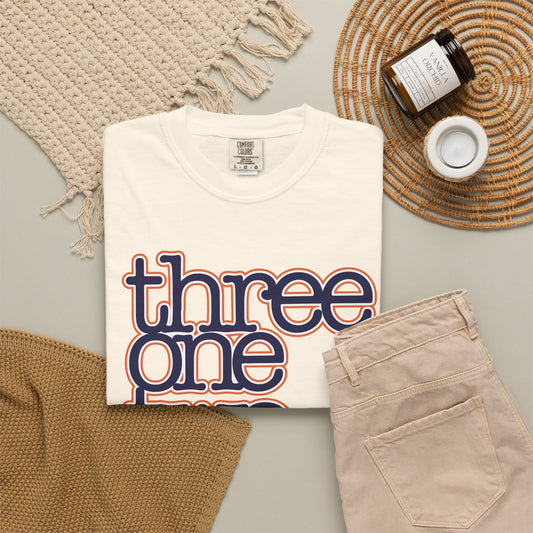 '312' Retro 'three one two' Graphic T-Shirt – Vintage Layered Text Tee