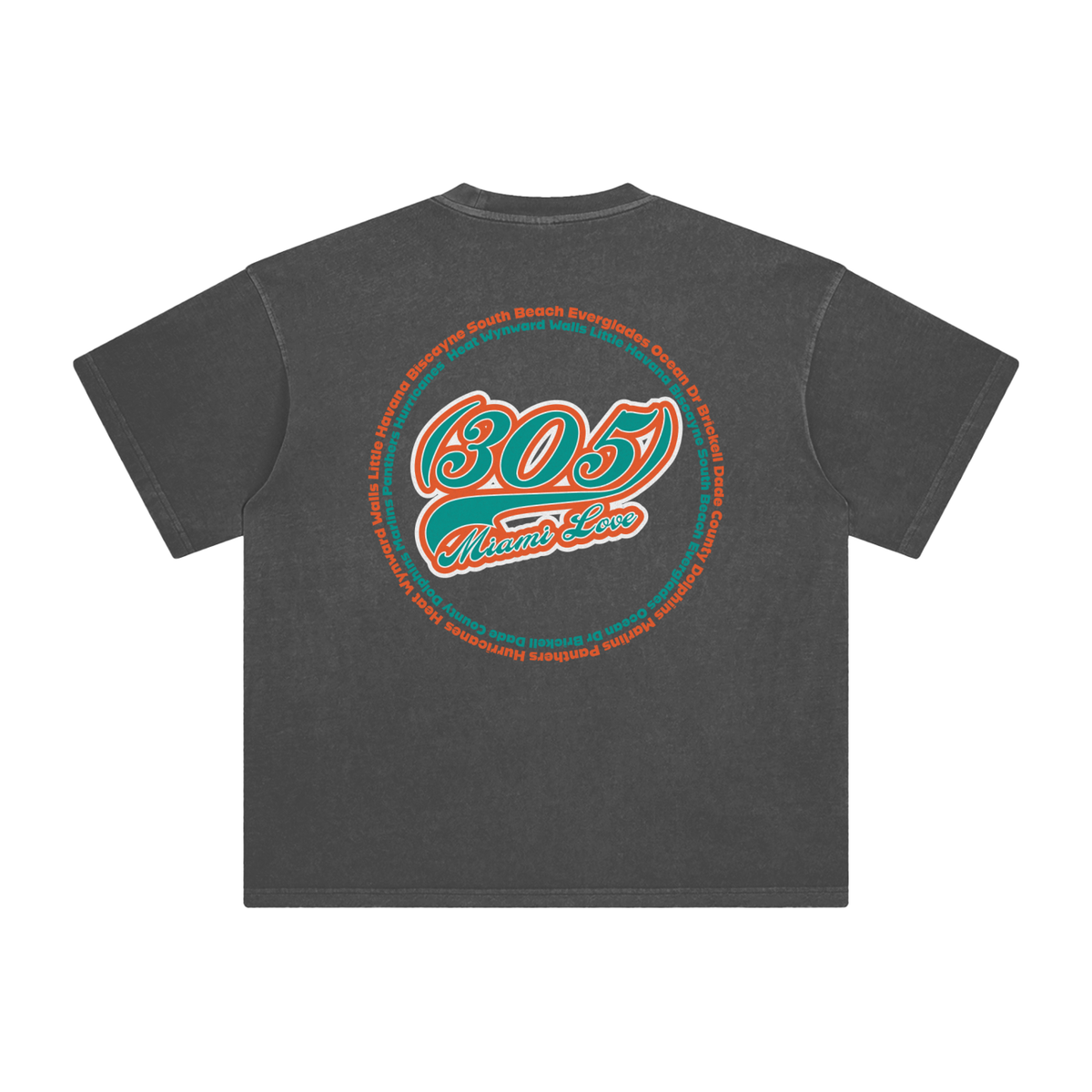 "305 Miami Love Dolphins Colorway"  Enzyme Washed T-Shirt