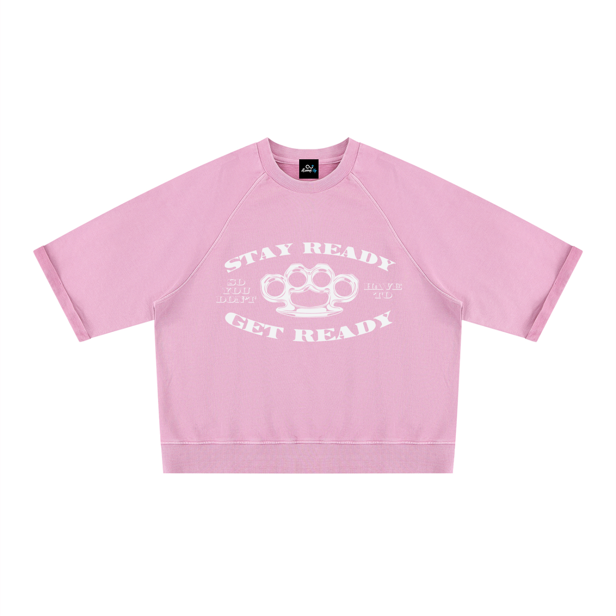 "Stay Ready "Unisex Vintage Wash Boxy Short Sleeve Sweatshirt
