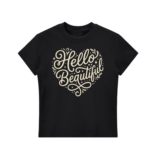 "Hello Beautiful" Essential Bodycon Crewneck T-Shirt