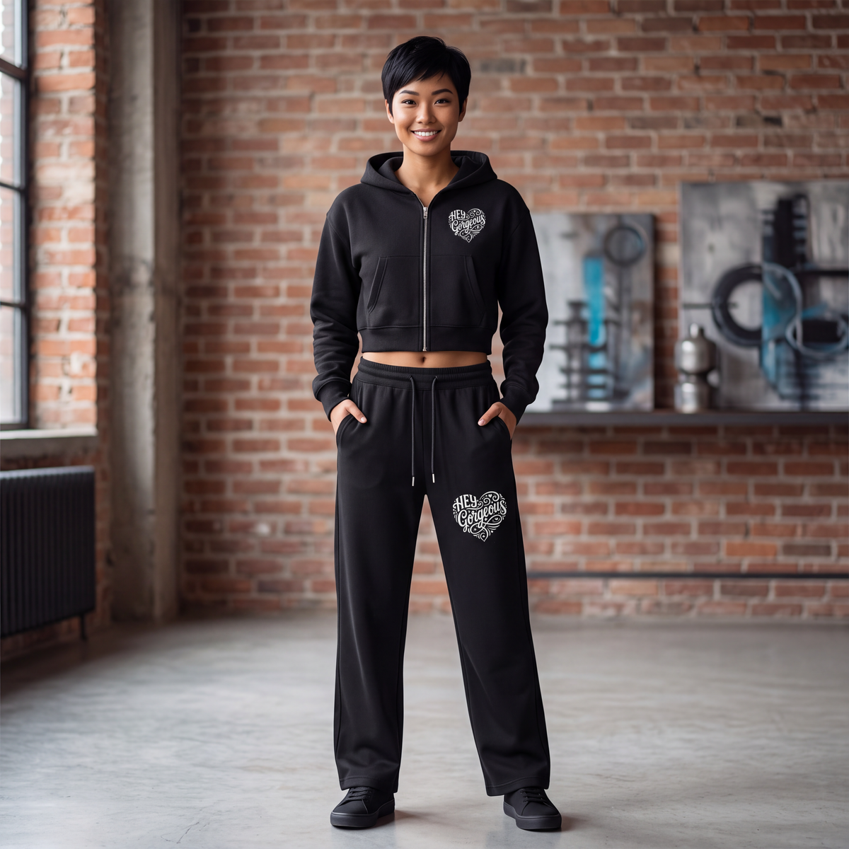 Essential Cropped Zip-Up Hoodie