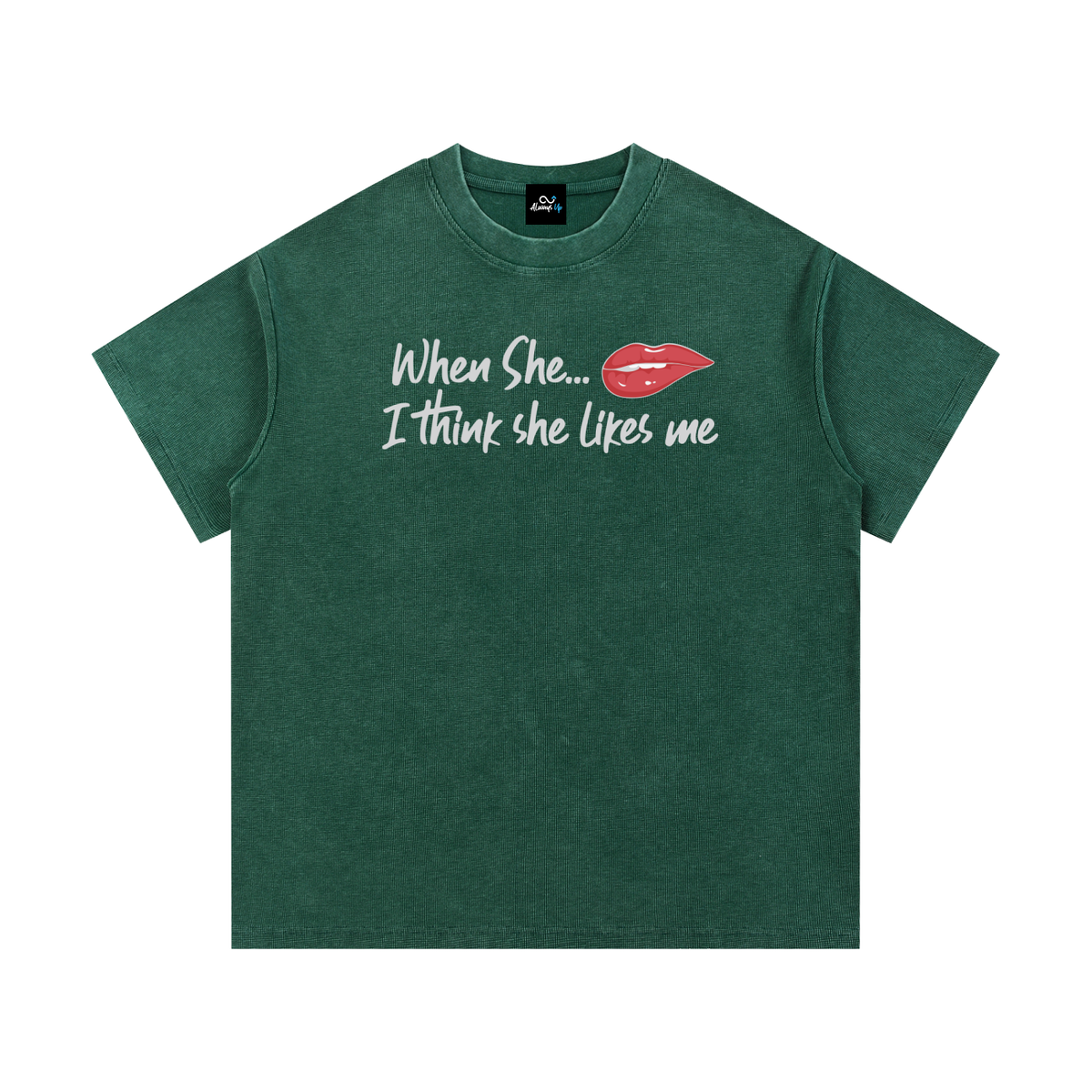 "She likes Me" Mineral Wash Waffle Knit T-Shirt