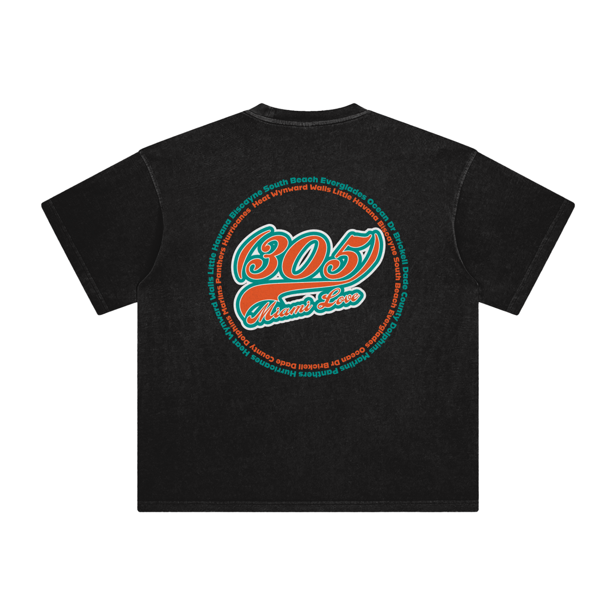 "305 Miami Love Dolphins Colorway 2"  Enzyme Washed T-Shirt