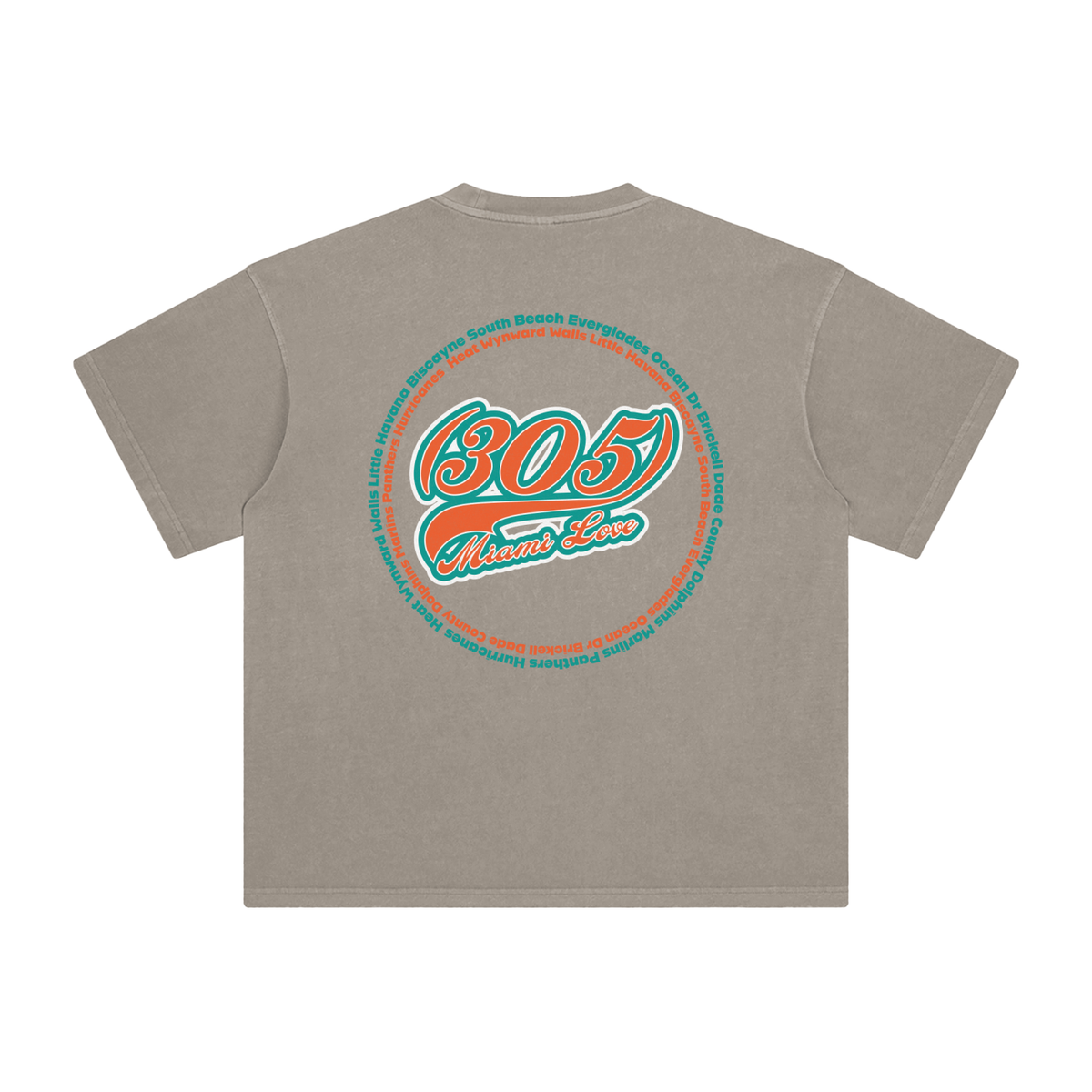 "305 Miami Love Dolphins Colorway 2"  Enzyme Washed T-Shirt
