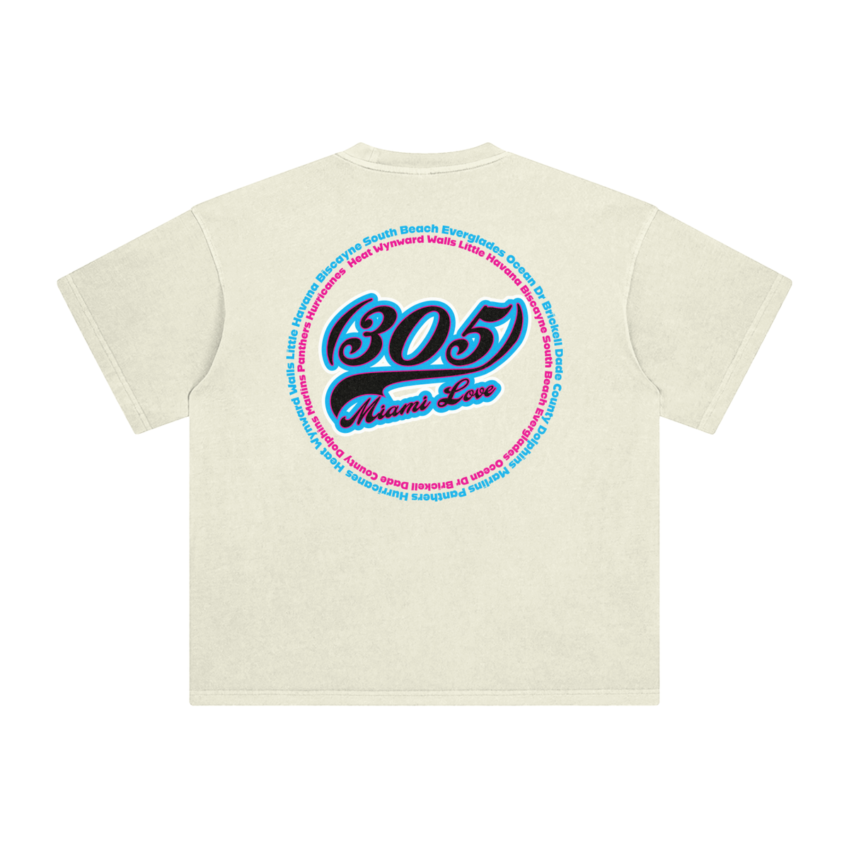 "305 Miami Love Marlins Colorway" Enzyme Washed T-Shirt