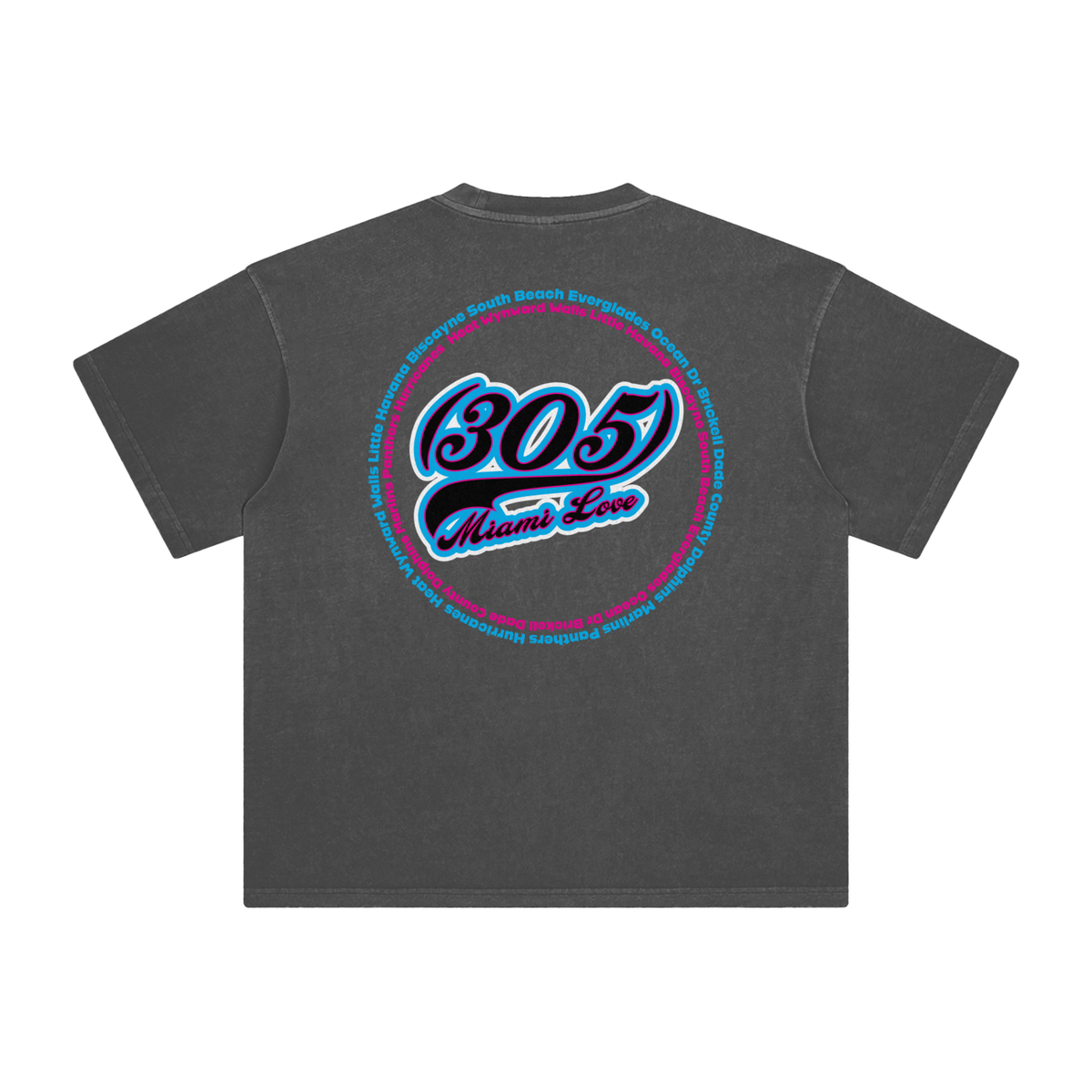 "305 Miami Love Marlins Colorway" Enzyme Washed T-Shirt
