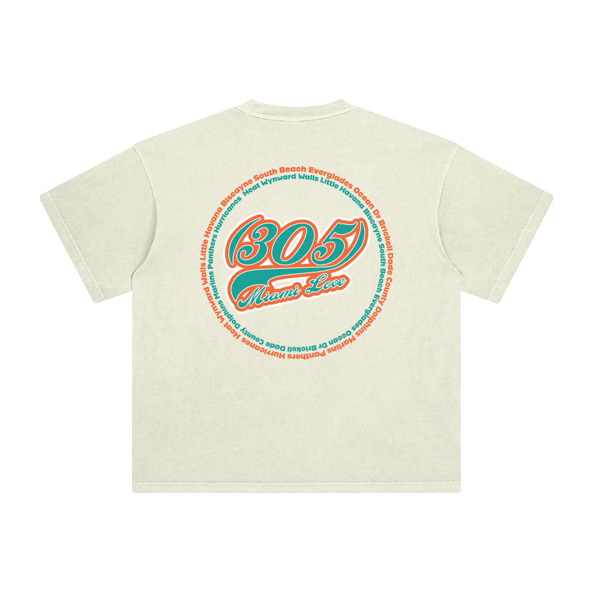 "305 Miami Love Dolphins Colorway"  Enzyme Washed T-Shirt