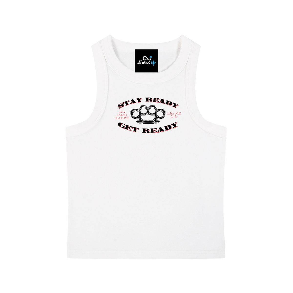 "Stay Ready" Snow Washed Tank Top (Red Shadow)