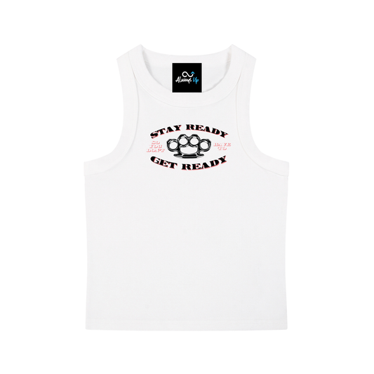 "Stay Ready" Snow Washed Tank Top (Red Shadow)