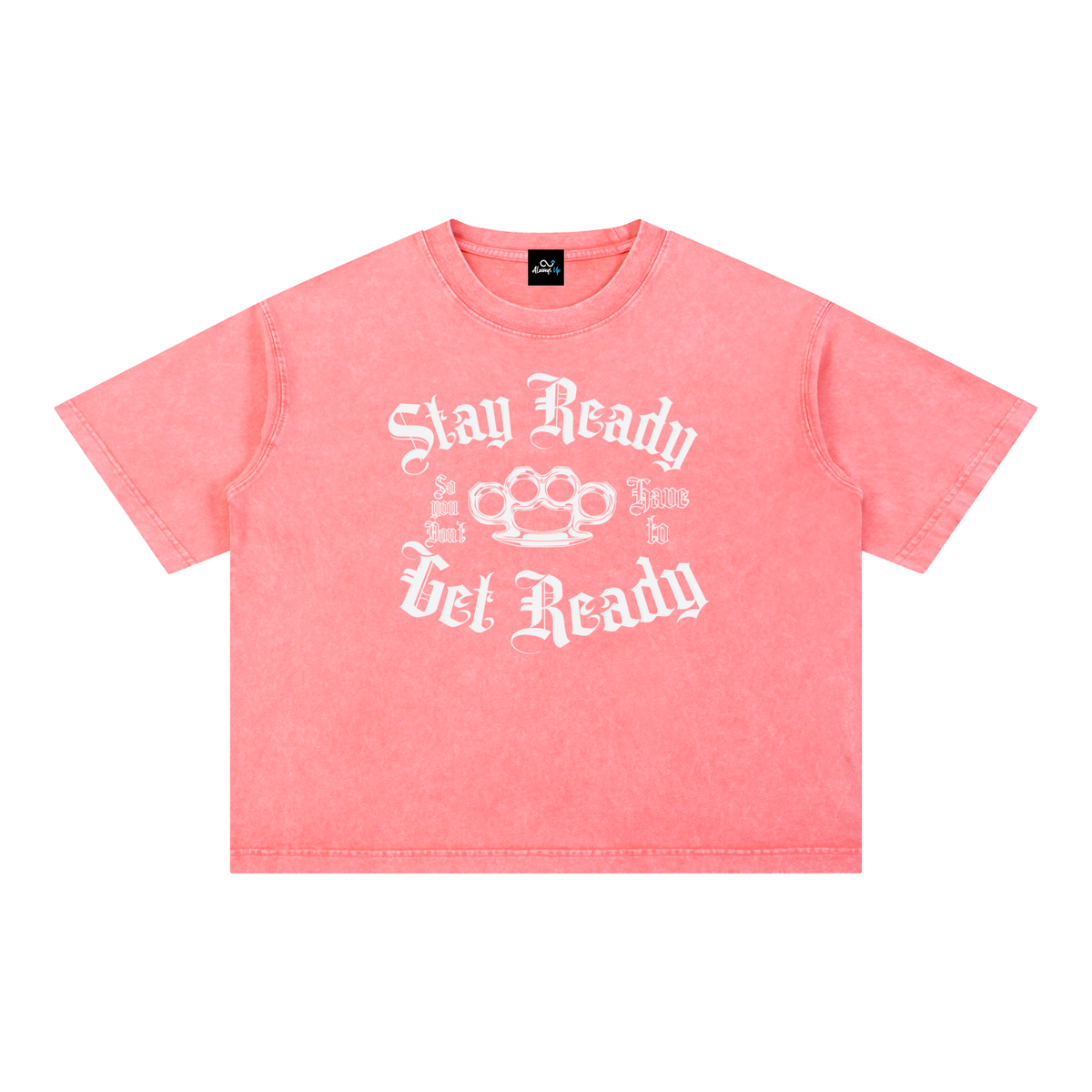 "Stay Ready WT" Mineral Wash Boxy Cotton T-Shirt