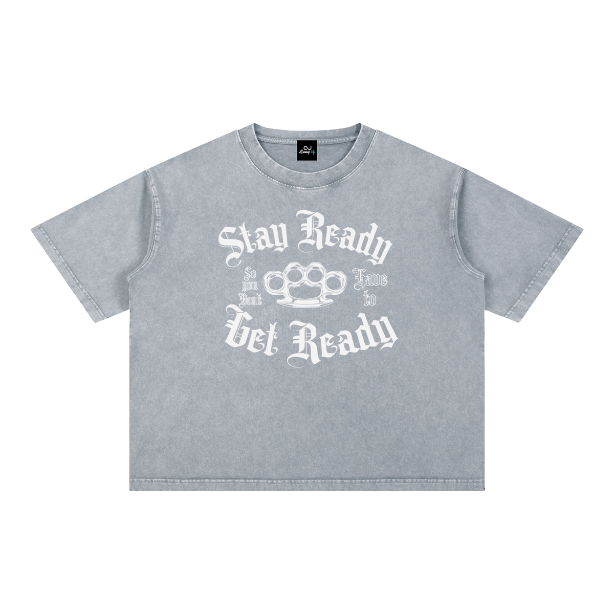 "Stay Ready WT" Mineral Wash Boxy Cotton T-Shirt