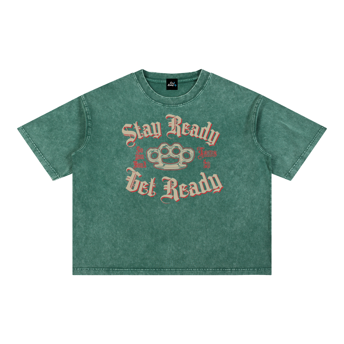 "Stay Ready" Mineral Wash Boxy Cotton T-Shirt