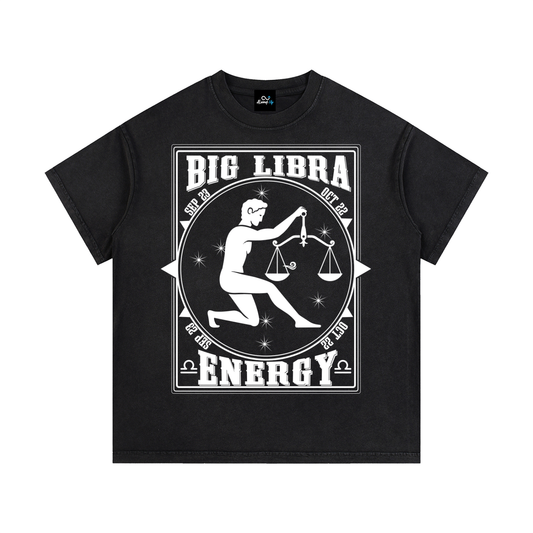 "Big Libra Energy" Vintage Wash Cotton T-Shirt