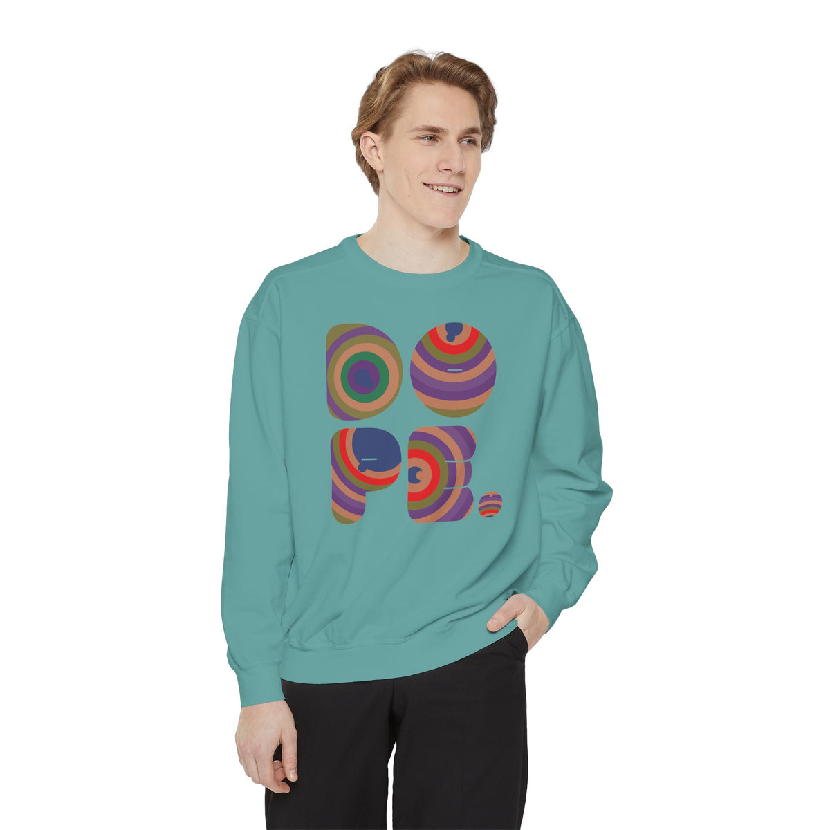 "Dope" Retro Circle Graphic Sweatshirt
