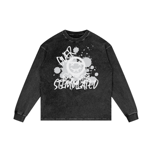 "Overstimulated" Acid Wash Oversize Long Sleeve T-Shirt