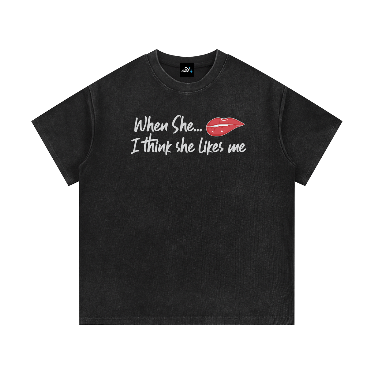 "She likes Me" Mineral Wash Waffle Knit T-Shirt
