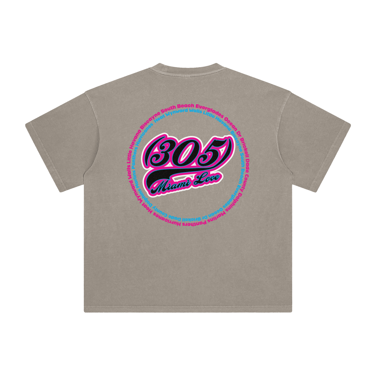 "305 Miami Love Marlins Colorway 2"  Enzyme Washed T-Shirt