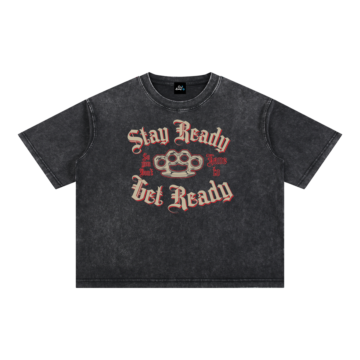 "Stay Ready" Mineral Wash Boxy Cotton T-Shirt
