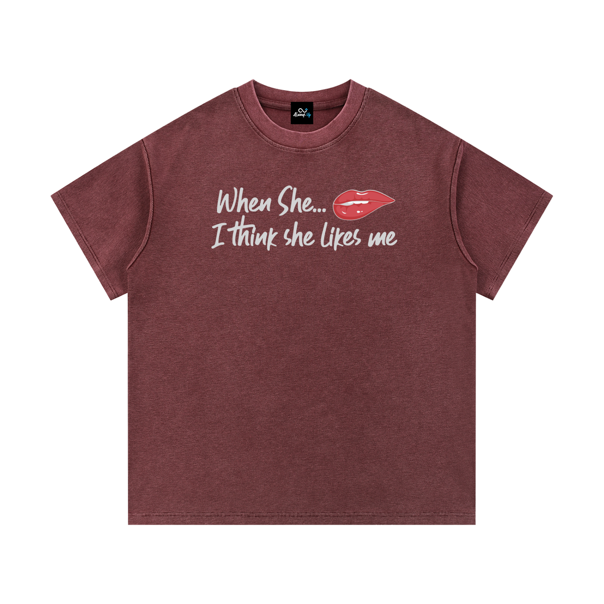"She likes Me" Mineral Wash Waffle Knit T-Shirt