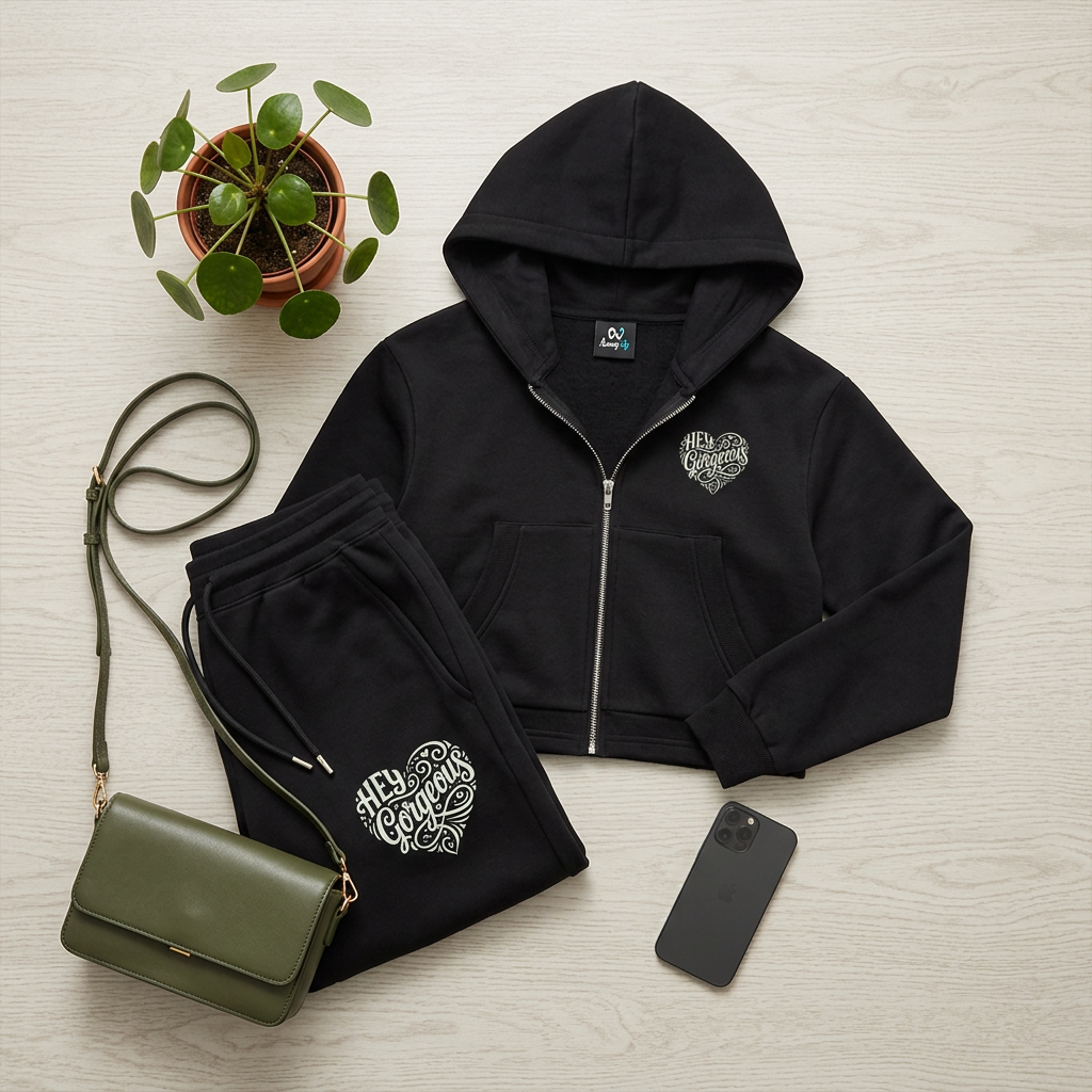 Essential Cropped Zip-Up Hoodie