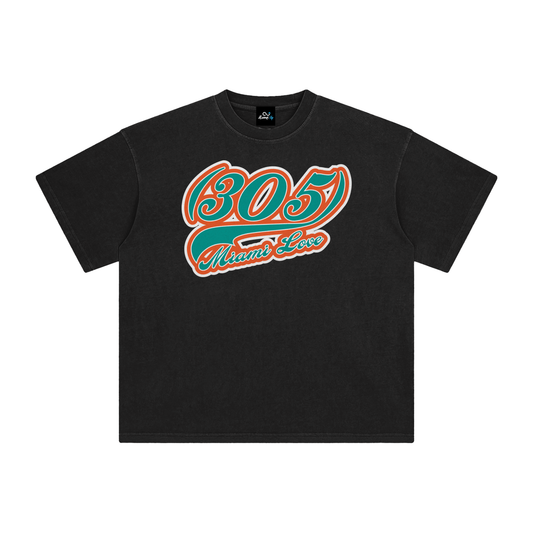 "305 Miami Love Dolphins Colorway"  Enzyme Washed T-Shirt