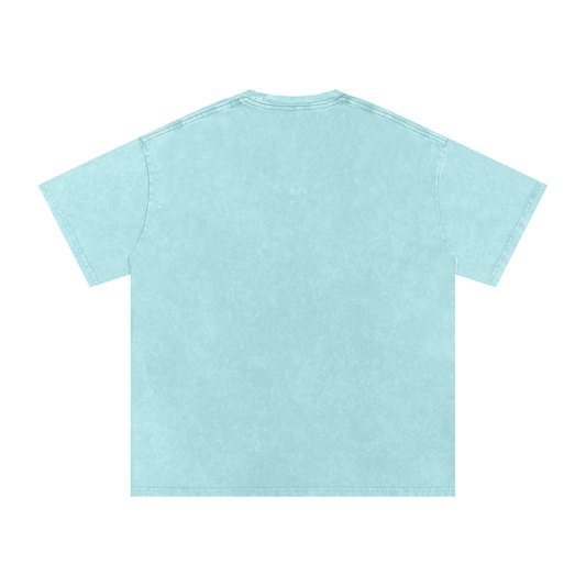 "Stay Ready-Knuckles" Snow Washed Oversized Cotton T-Shirt Dark Print