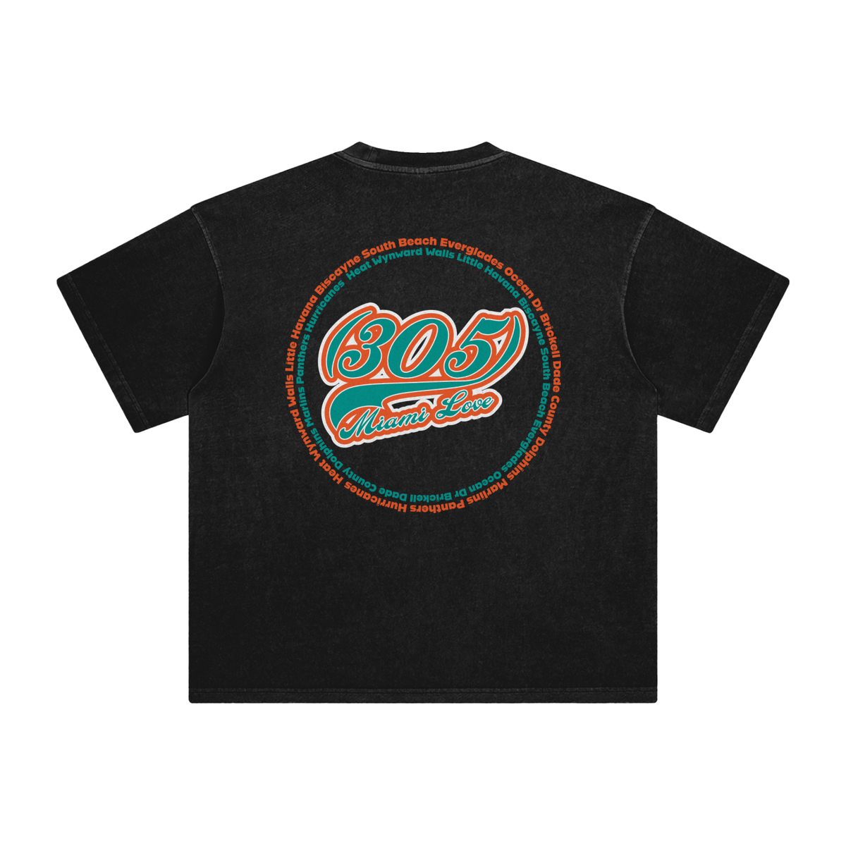 "305 Miami Love Dolphins Colorway"  Enzyme Washed T-Shirt