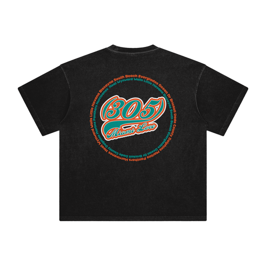 "305 Miami Love Dolphins Colorway"  Enzyme Washed T-Shirt
