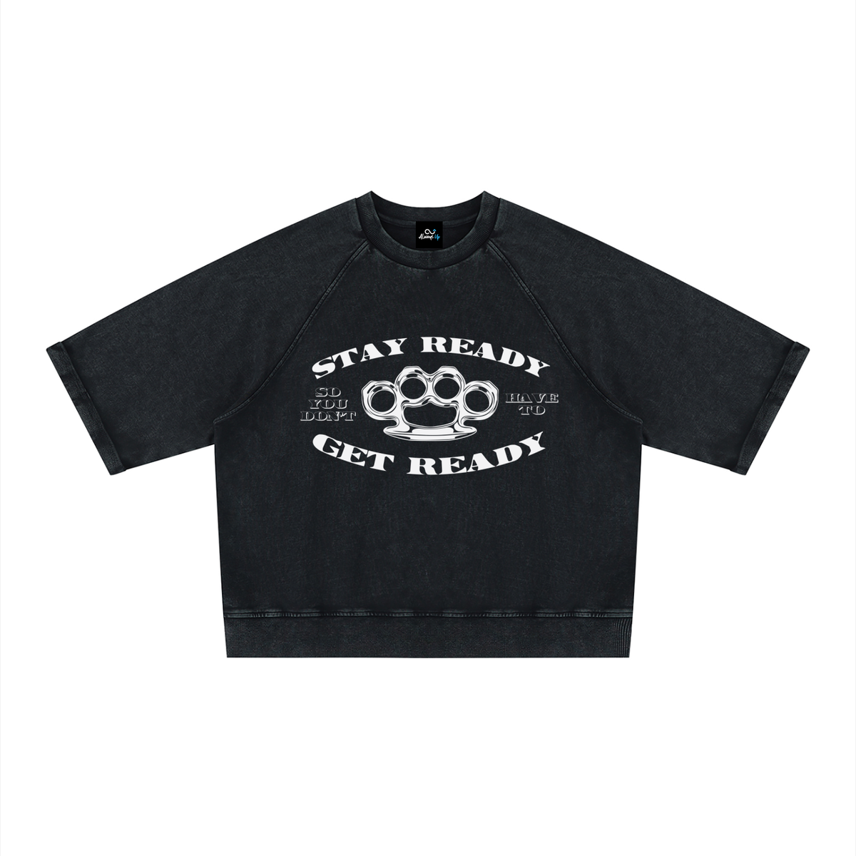 "Stay Ready "Unisex Vintage Wash Boxy Short Sleeve Sweatshirt